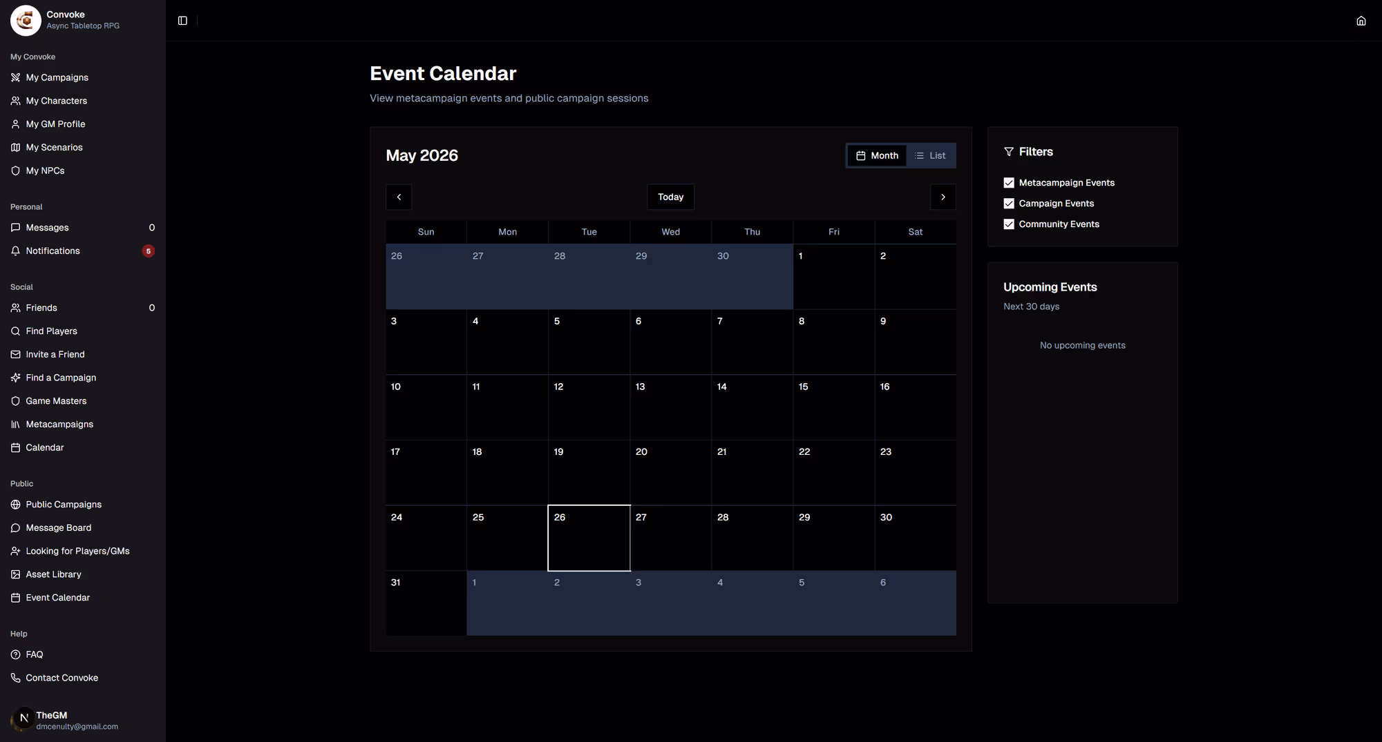 Open the Calendar