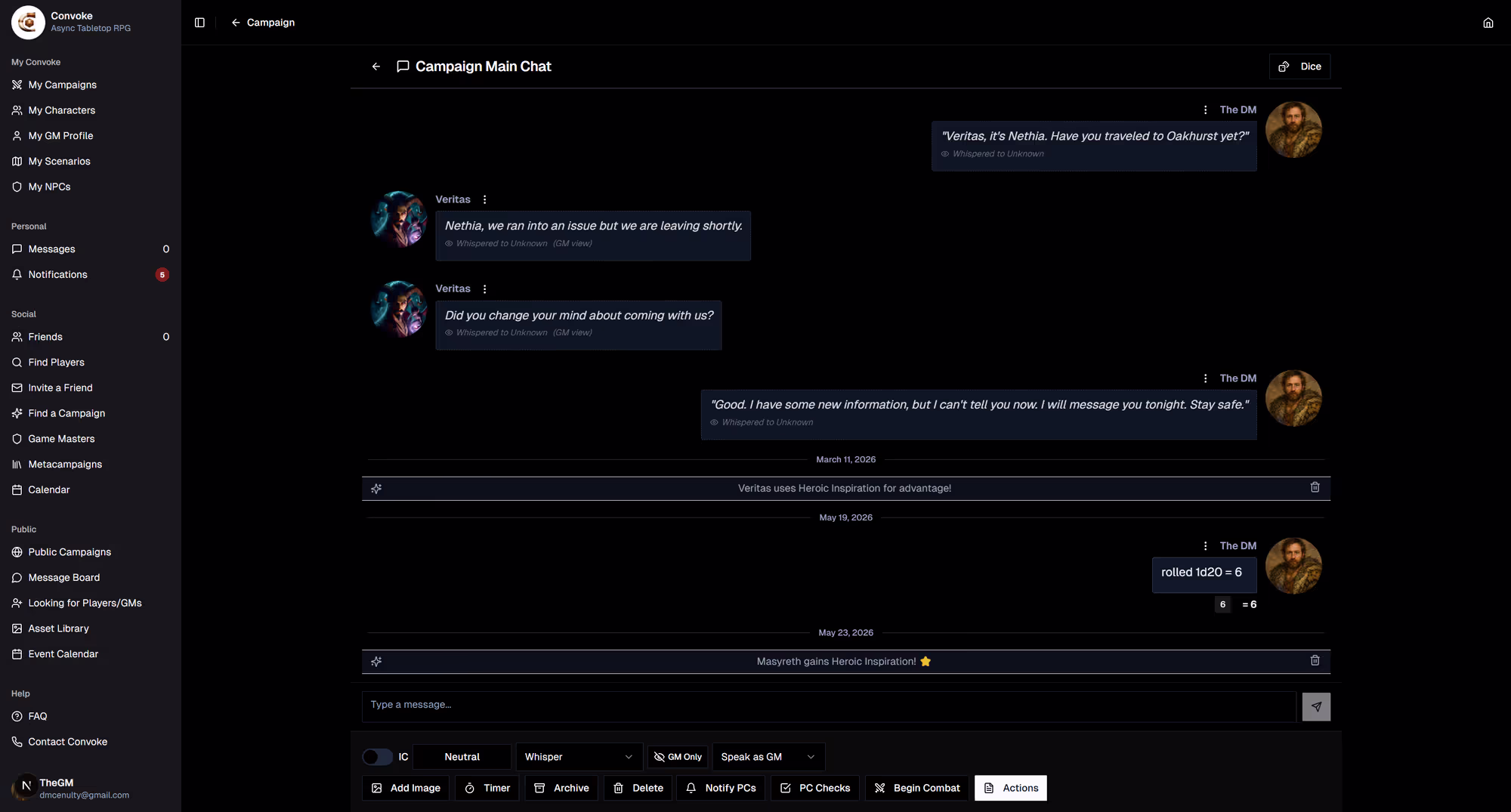 GM tools in chat