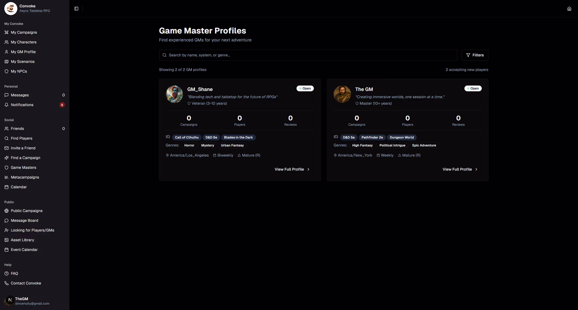 Browse the GM Directory