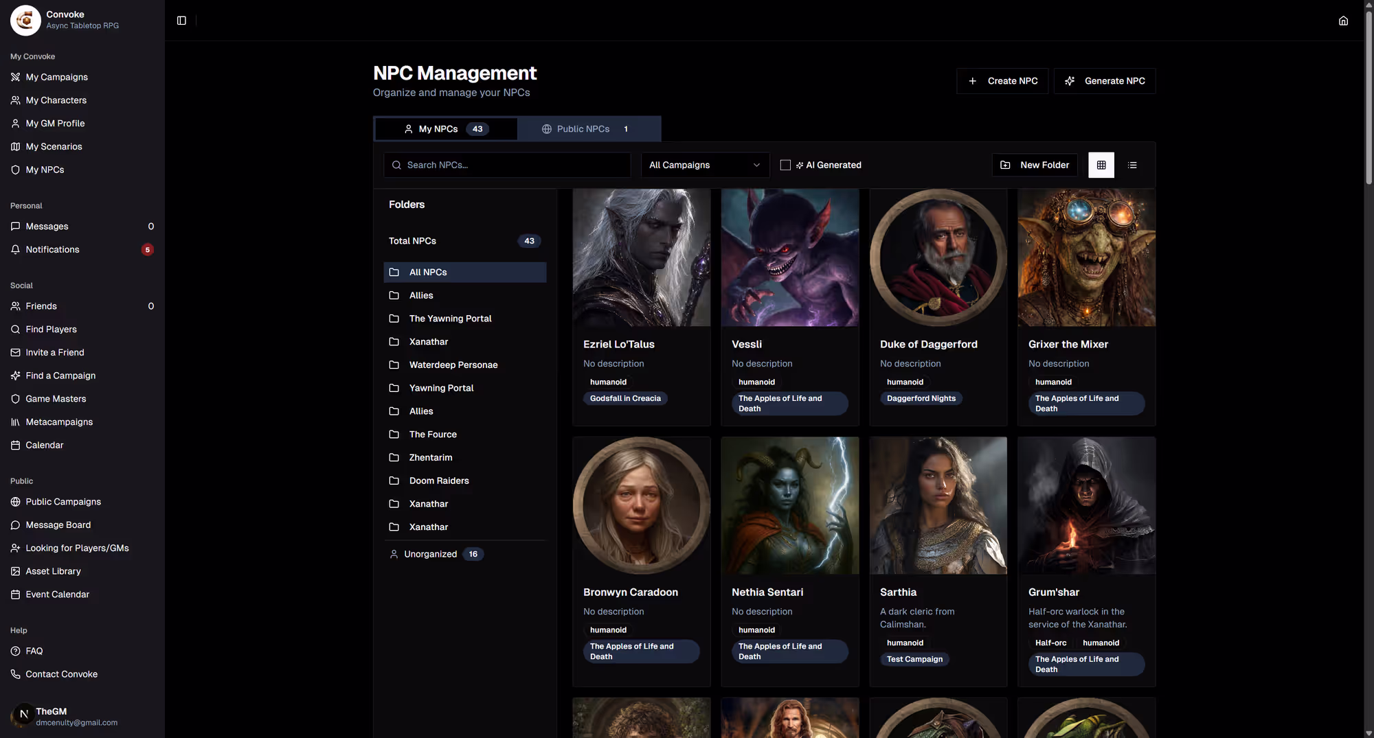 NPC folder organization