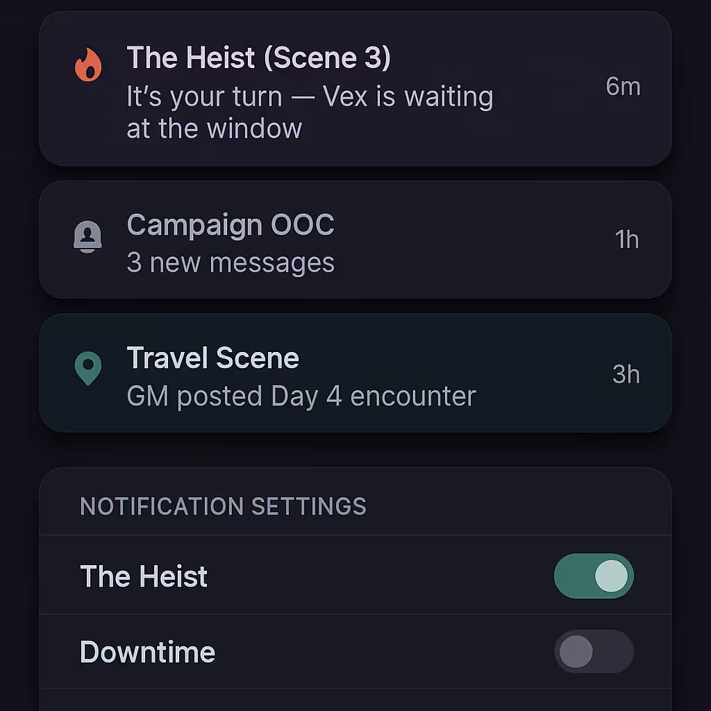 Push notifications by scene