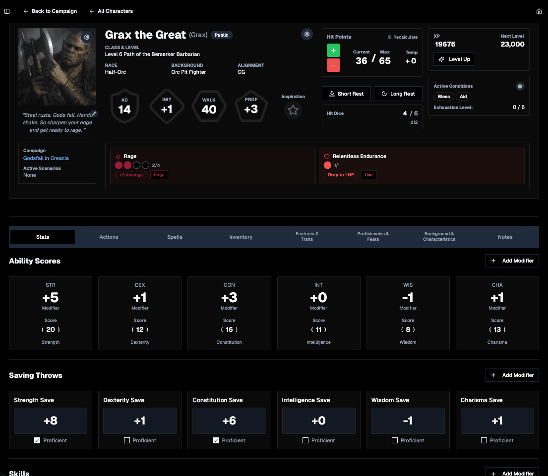 Innovative, intuitive character sheets. Zero spreadsheets.