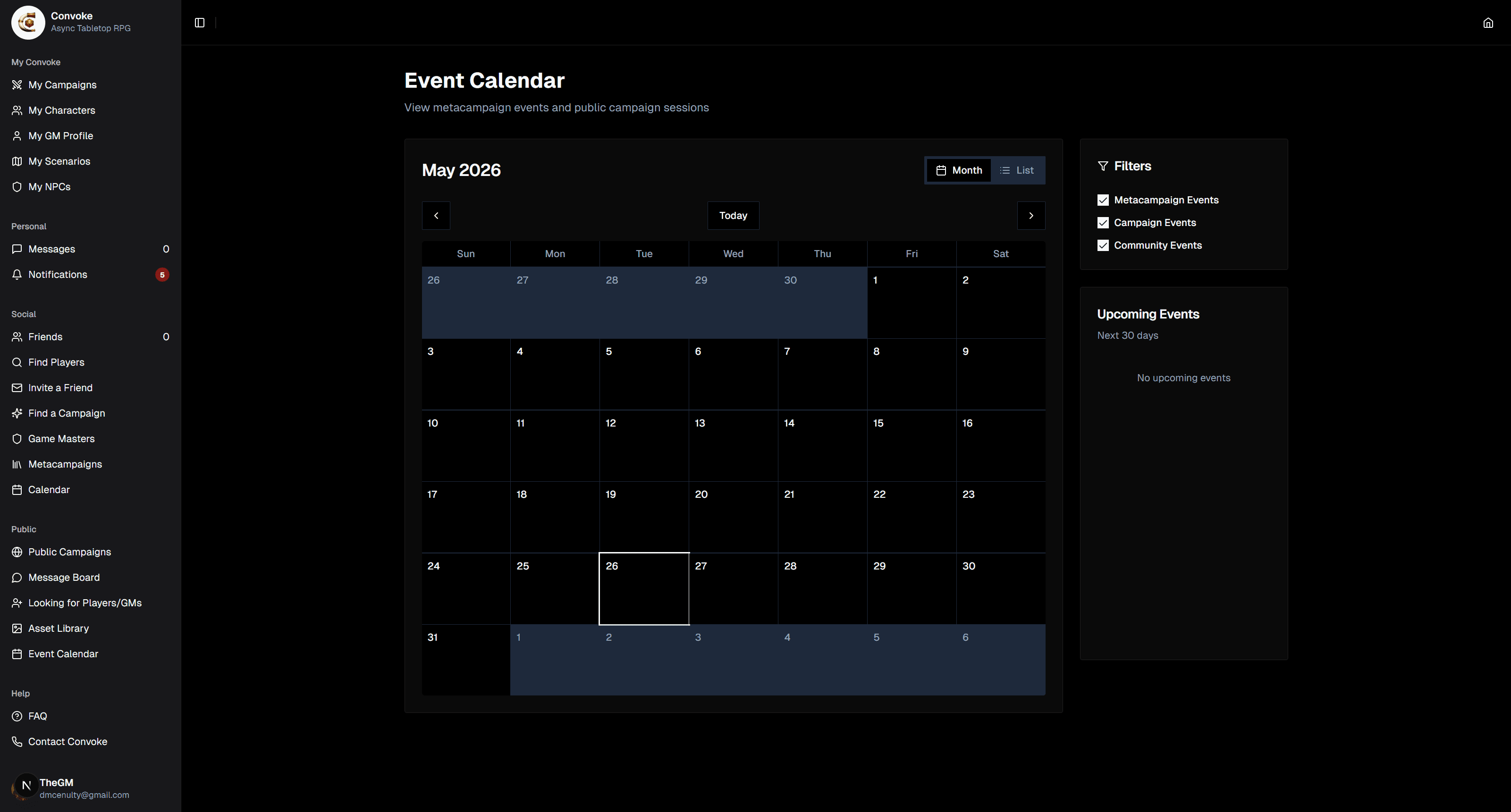 Open the Calendar