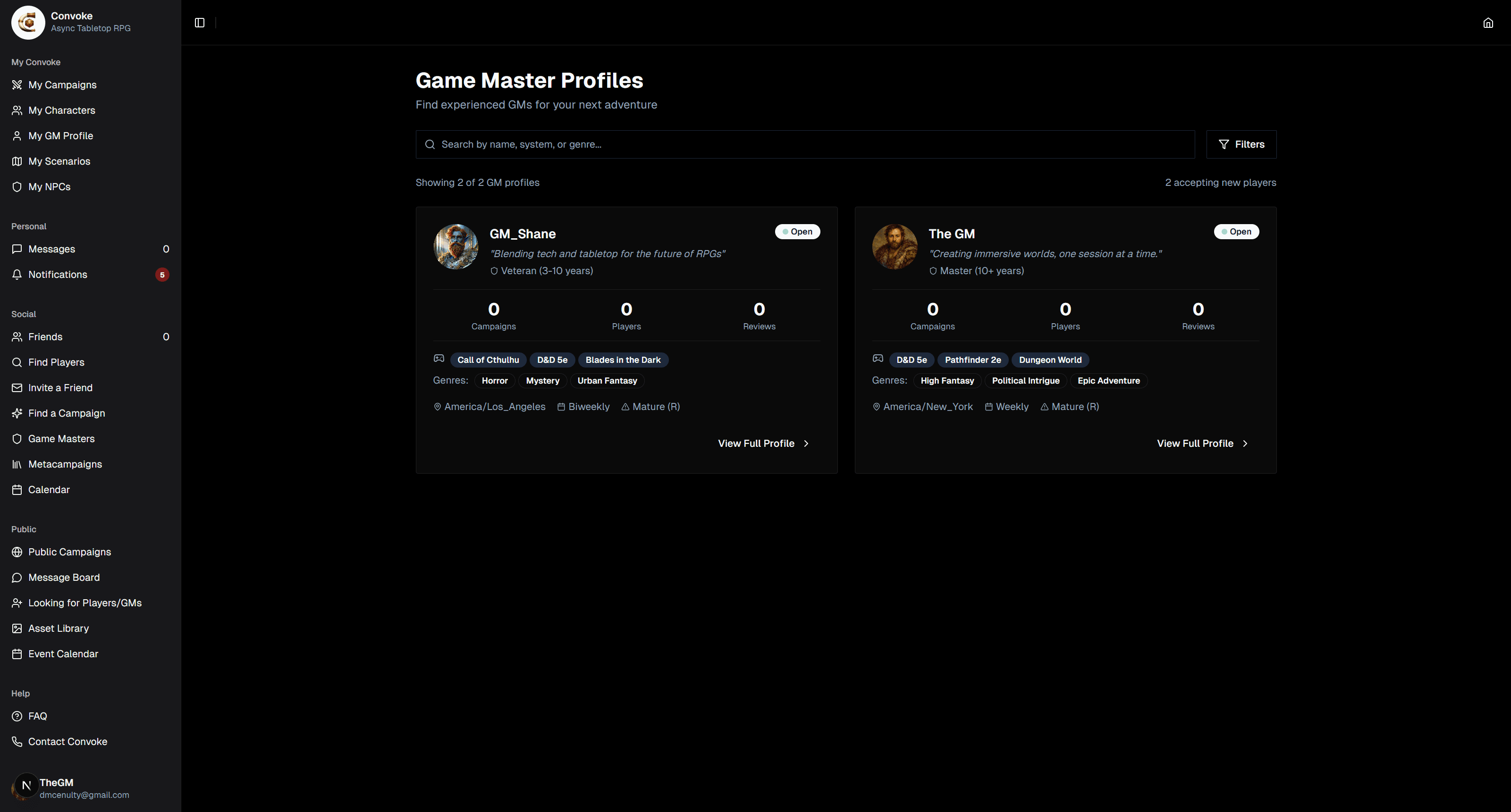 Browse the GM Directory