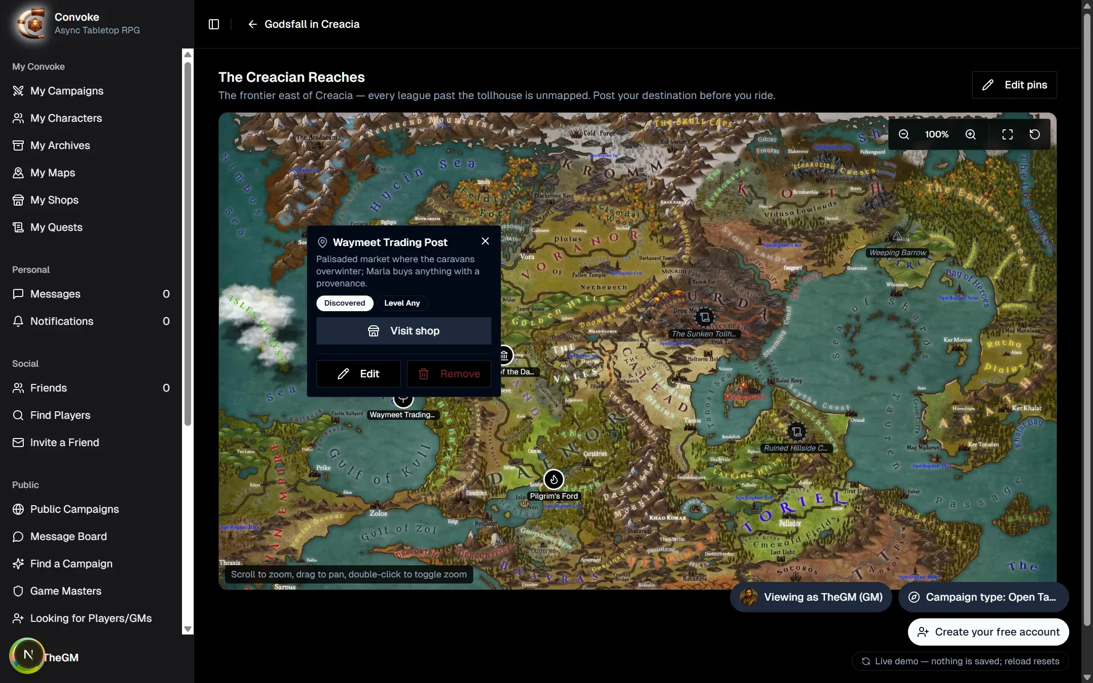 Open Table overworld map